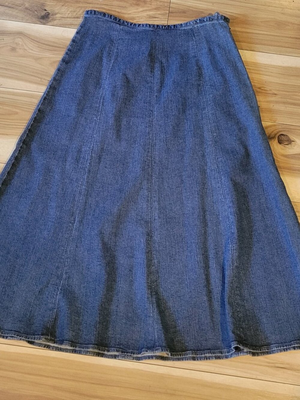 Charter Club Denim Midi Skirt High Waisted Multi Panel A Line Swing Flare 10